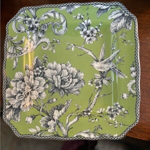 Set of 3 porcelain botanical print side plates.